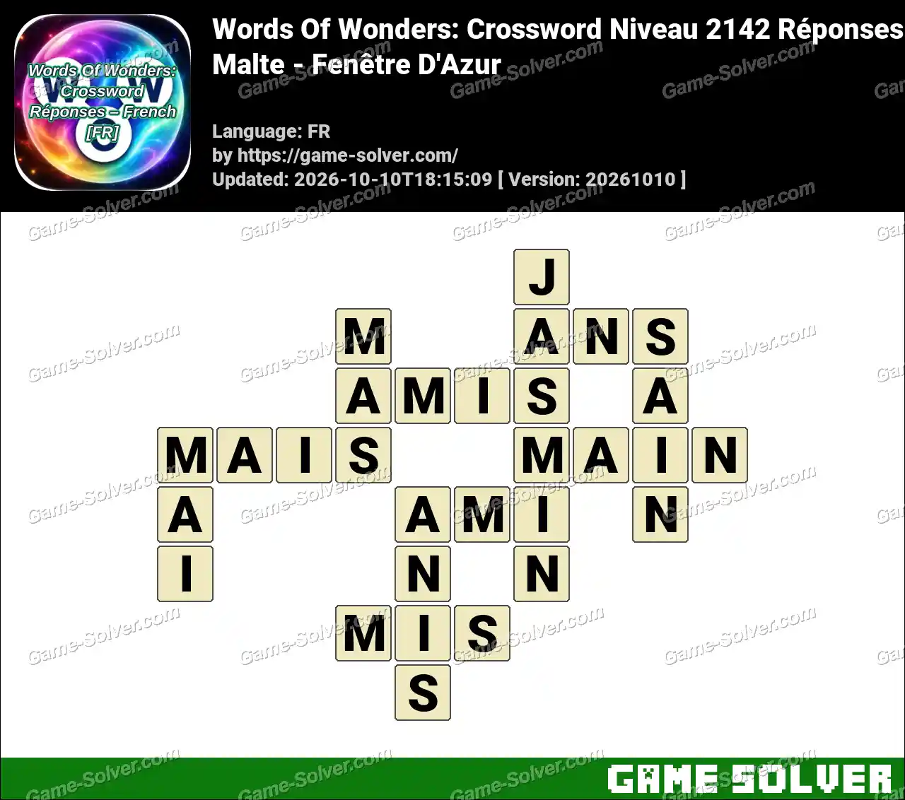 Words Of Wonders: Crossword Niveau 2142 Réponses – Malte – Fenêtre D’Azur